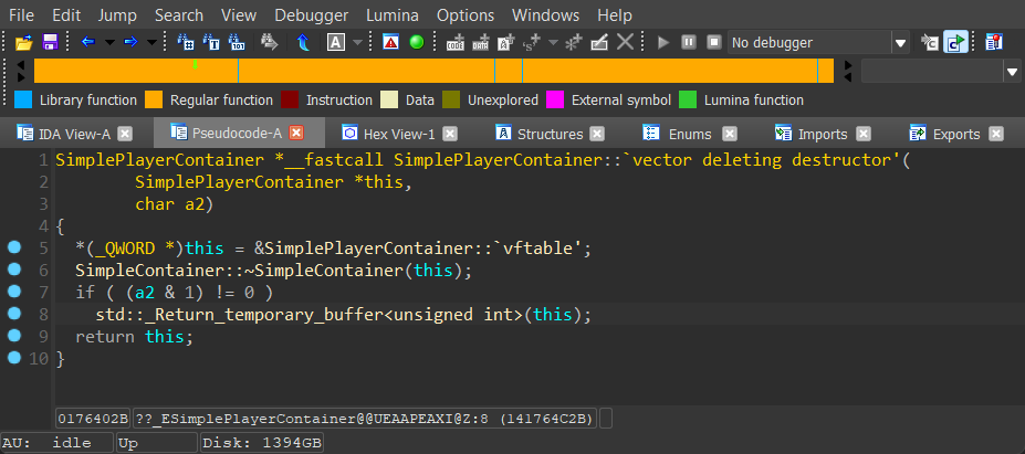 SimplePlayerContainer 析构函数